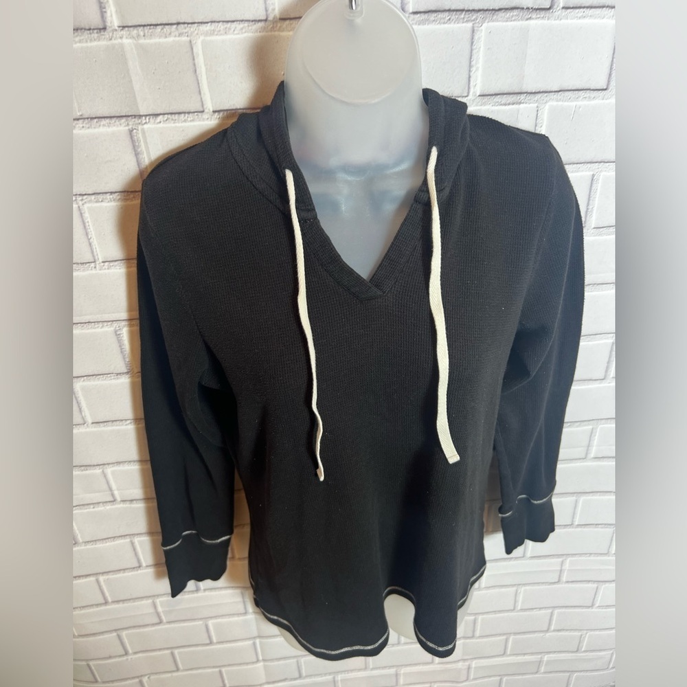 KENSIE Sweatshirt Top-Stitching Drawstring Hoodie
Black, Size: L - Picture 7 of 10